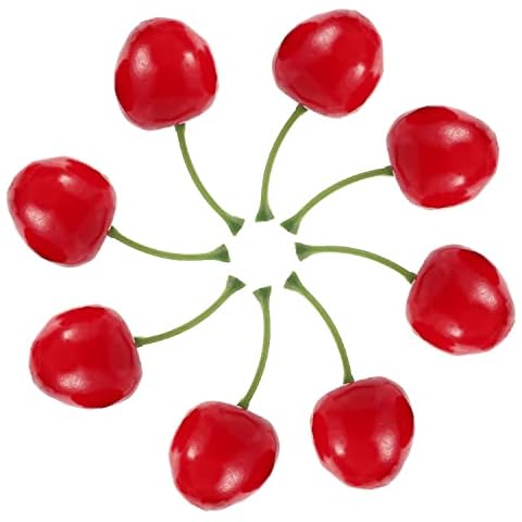 TRLREQ Pack of 25 Decorative Fruit Cherries, Artificial Lifelike Simulation Cherries,Cherry Fake Fruit Model for Party Decor Home Kitchen Cabinet Photography Prop Cover