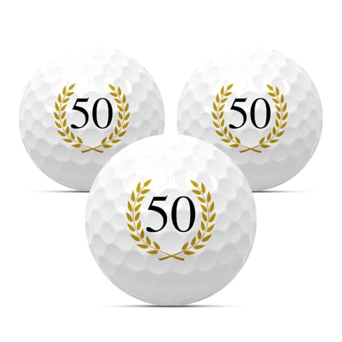 Golfbälle'50' zum Geburtstag 3er Set Golfgeschenk Golf Geburtstagsgeschenk Geschenk Geschenkidee Jubiläum Jahrestag Happy Birthday 18 20 22 25 30 33 35...