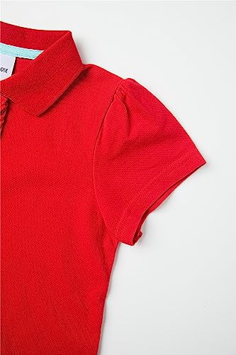 Image of Mud Kingdom Girls Short Sleeve Ruffle Pique Polo Uniform Top Stretch Lightweight