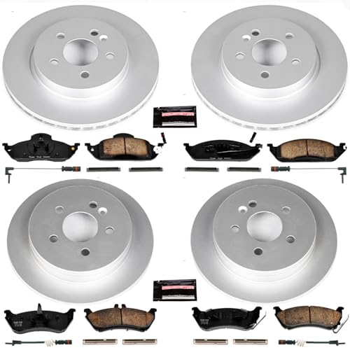 Image of PowerStop Front and Rear Brake Kit for Mercedes-Benz ML320 1998-03 |ML350 2003-05 |ML430 1999 - Fully-Coated Disc Rotors with Z23 Carbon-Fiber Ceramic Brake Pads Upgrade, CRK2833