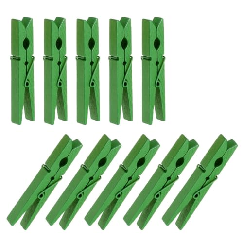 Gadpiparty Pinzas de madera verde de 7,25 cm, 40 pinzas de madera dura y metal para ropa sucia para uso diario y funda de edredón