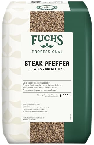 Fuchs Professional - Steak Pfeffer Gewürzzubereitung | Pikante Pfeffermischung zum Abrunden von Steaks | Profi-Qualität für Großverbraucher und Gastronomie | 1 kg im großen Beutel