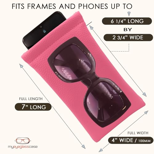 Women Animal Print Soft Sunglasses Case | XL Eyeglass Case w/cloth & pouch - Large Glasses Pouch Holder for multipurpose Travel accessories (CT8 Pink) - Thumbnail 5