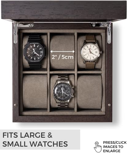 Tawbury Wood Watch Box Organizer For Men – 6 Watch Display Case For Men Watch Organizer For Men | Watch Cases For Men 6 Slot Wooden Watch Boxes For Men | Mens Watch Case Wooden Watch Holder For Men #TOP1