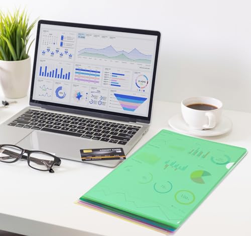 NOTEZMATE Aktenhüllen A4 Seitlich Offen 8 Farben, 16PCS Klarsichthüllen A4 Bunt Sichthüllen A4 Farbig Prospekthüllen zur Aufbewahrung von Papier, Dokumenten für Büro Schule