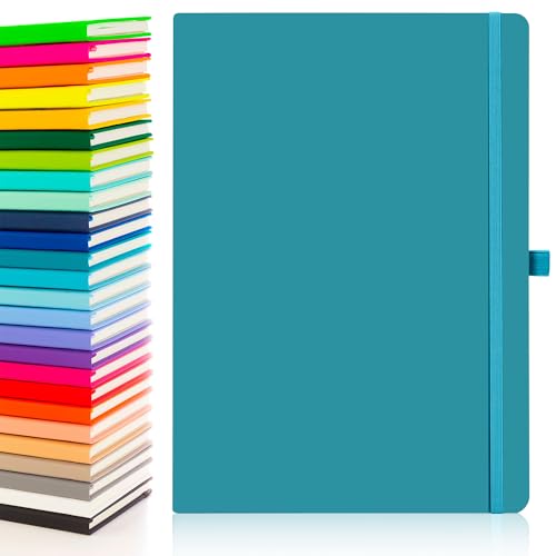 Notes London Cuaderno ecológico A4 con páginas a rayas, lazo para bolígrafo, cinta, marcas de fecha y bolsillo de papel, diario de bolsillo de tapa dura, nota, papel de origen sostenible (verde