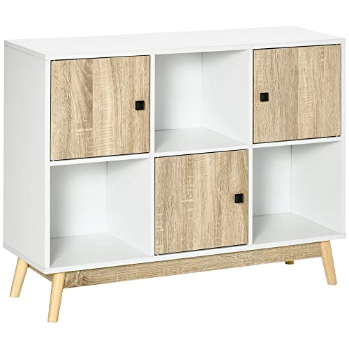 HOMCOM Buffet Salon, Meuble de Rangement 9 Cubes avec 3 Portes et 3 Compartiments Ouverts, Pieds en Bois de pin, Style Moderne, Buffet Salle à Manger, Cuisine...