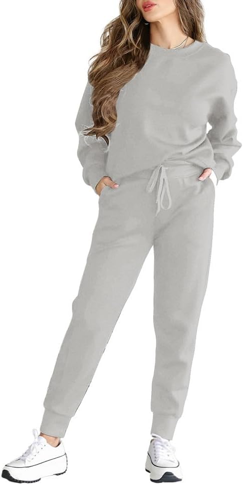 HBQ Sweatsuits For Women Sets 2 Piece Outfits Crewneck Sweatshirts Pullover Tops And Jogger Pants Tracksuits Lounge Set