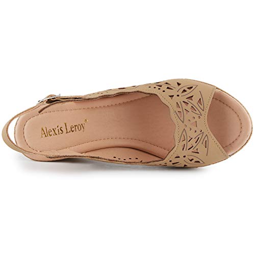 Alexis Leroy Wedge Heel Cut-Out Vamp Peep Toe Slingback Women's Sandals4