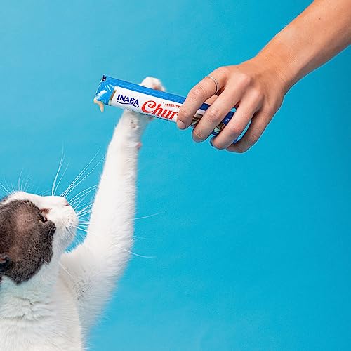 Image of INABA Churu Lickable Puree Natural Cat Treats - Tuna Recipe (4 Servings per Package, 8 Packages) (32 Tubes)
