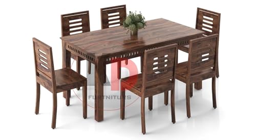 Image of Dining Table Set, Wood 6 Seater Dining Table with Chair, Dining Room Furniture, Wooden 6 Seater Dining Table, Modern and Unqiue Dining Table For Living Room (6 Seater Dining Table) Natural Finishs