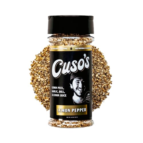 Cuso's Lemon Pepper Seasoning BBQ Rub - Lemon Pepper Powder Chicken Wing Rub - Chicken Seasonings, Spices for Grill, Marinade &amp; Smoking - 1 Count - 5 oz bottle