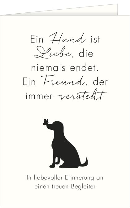 Hanra Trauerkarte Mit Hund – 11,5x17 Cm, Mit Trosttext, Für Haustierverlust, Nachhaltig Produziert
