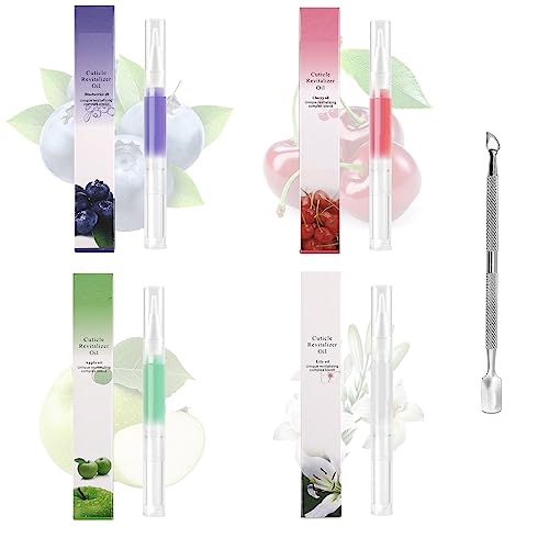 Aceite Cuticulas Uñas,Aceite Reparador para Uñas,Pluma Lápiz para Cuidado de Uñas,Aceite para Uñas,Aceite Hidratante de Cutícula,para Cuidado de Uñas para Esmalte para Quitar Callos (4 Piezas)