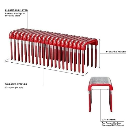 Fits with Milwaukee MNM1-600 1\" Insulated Cable Staples - 600 PC,Only Compatible with Milwaukee M12 Cable Stapler (2448)