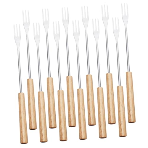 Garneck 12pcs Chocolate Fondue Fork Exquisite Forks Fondue Skewers Cheese Fondue Forks Fruit Forks Chocolate Dipping Tools Ice Cream Fondue Forks Cheese Forks Bbq Fork Stainless Steel