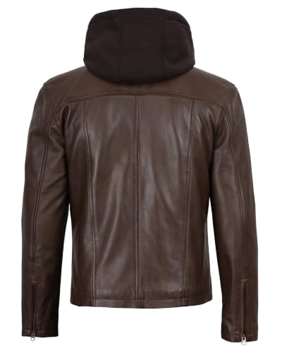 Image of Blingsoul Real Leather Jacket Men - Detachable Hooded lambskin Leather Jackets For Mens