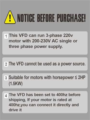 HY HUANYANG VFD Converter,Variable Frequency Drive,1 Phase to 3 Phase,220v Input/Ouput, for 3 Phase Motor/Spindle 0-400hz Speed Rotation (HY Series-220v 1.5kW 2HP Model)