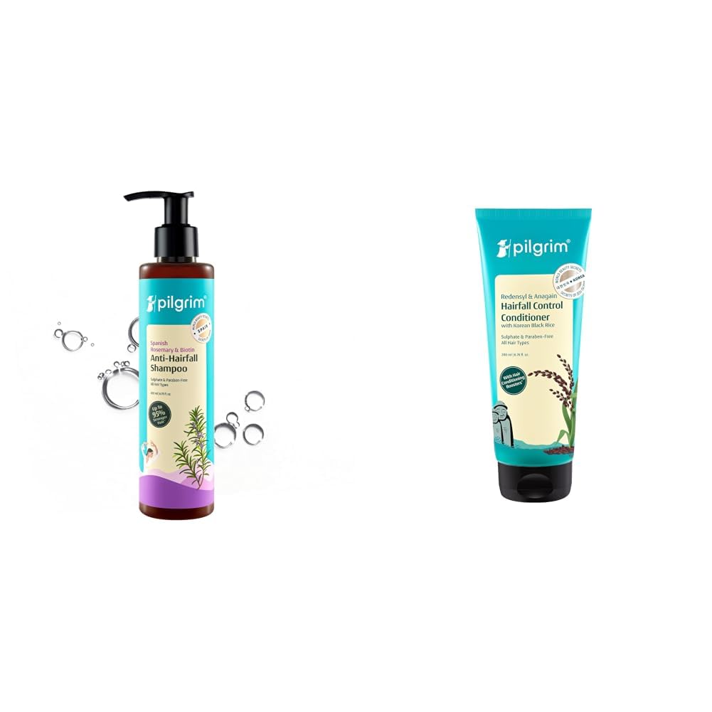 PILGRIM Spanish Rosemary & Biotin Anti Hairfall Shampoo for Reducing Hair Loss & Breakage 200ml & Anti Hairfall Conditioner with Redensyl & Anagain 200ml-image-48