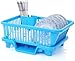 Ociekacze do naczyń Dreving Dish Rack 2-częściowy zestaw stojaków naczynia do naczynia z płytą z tworzywa sztucznego z płytą odpływową i kubek naczynia do blatu kuchni Dish drainer (Color : Blue)