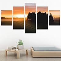 SIGNWIN 5 Panel Canvas Wall Art Setting in The Trees for Home Decorations Ready to Hang - 60