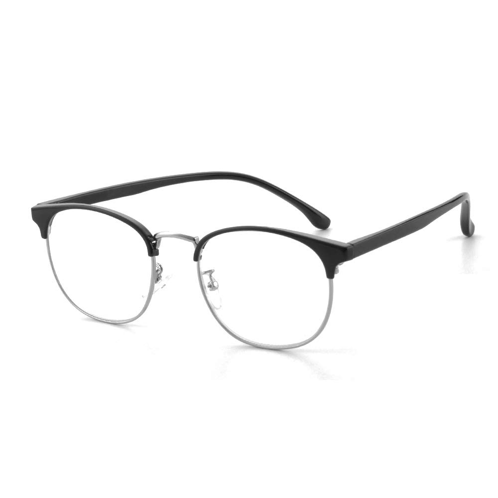Gudzws Reading Glasses Anti Blue Light Blocking Prevent Eye Fatigue Frome Computer TV Cellphone Classic Vintage Big Rectange Frame with Metal Rim Black Unisex +2.50