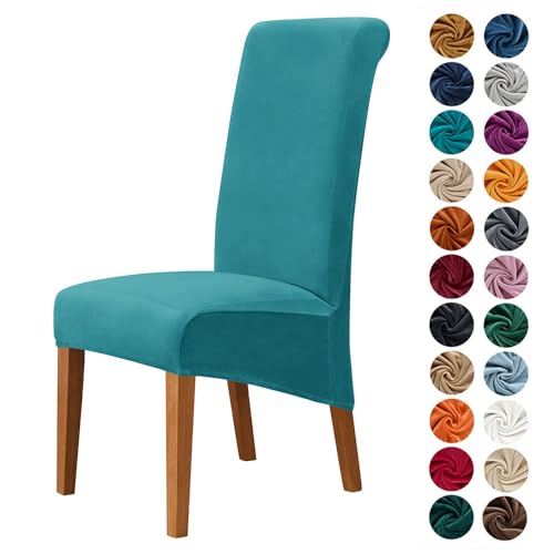 Highdi Fundas para Sillas de Comedor, Funda Protectoras para Sillas Ajustables Elasticas Color Sólido Terciopelo Lavables Cubierta de Silla para Banquete Boda Bar Cocinas (4 Piezas,Azul Turquesa)