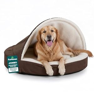 Furhaven 44″ Round Orthopedic Dog Bed for Large Dogs w/ Removable Washable Cover, For Dogs Up to 80 lbs – Sherpa & Suede Snuggery – Espresso, 44-inch