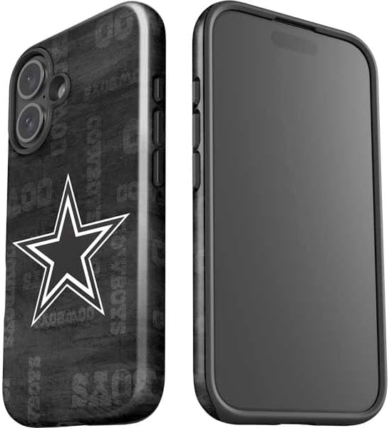 Skinit Impact Phone Case Compatible with iPhone 16 Plus - Officially Licensed NFL Dallas Cowboys Black & White Design