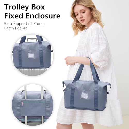 Gym Tote Bag Sports Travel Bag Oxford Waterproof with Expandable Compartment Traveling Camping Beach Yoga for Women Blue4