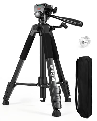 152 cm Heavy Duty Aluminum Tripod 0.8mm Thick Laser Level Tripod with 360 Pan Head & Hexagonal Legs for Leveling with 1/4 & 5/8 Thread for Lazer Level Point Lasers Rotatry Laser