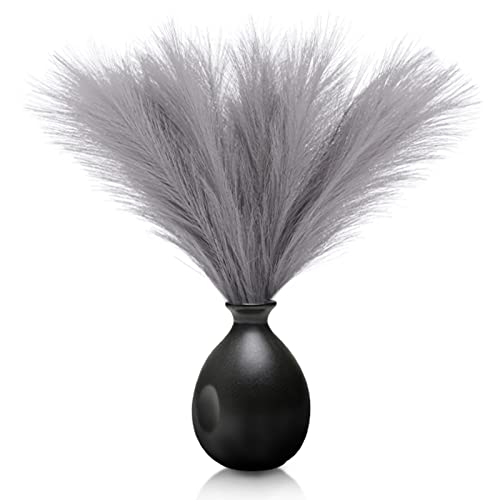 Fiacvrs 6PCS Dried Pampas Grass Set, Dried Flowers for Crafts, 45cm Dried Plants Artificial Pampas Grass Faux Plant Dried Vase Fillings Party Home Bathroom Decor(Grey)