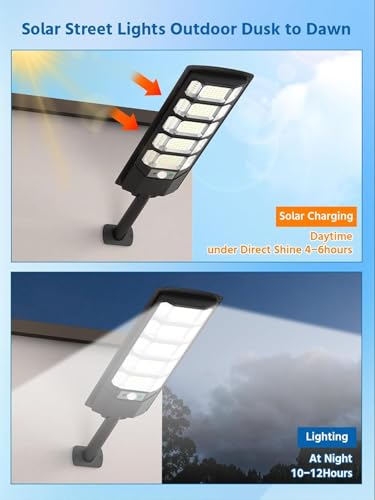 Image of LITVERSE 300W Solar Wall Mount Street Light, IP67 Waterproof with Remote & Motion Sensor. Dusk to Dawn 6500K Cool White LED Flood lamp, Durable ABS Alloy Body for Home, Garden, Yard, gate & Parking