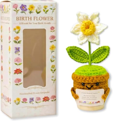 December Birth Flower Narcissus Crochet Potted Plant Gift Handmade Style