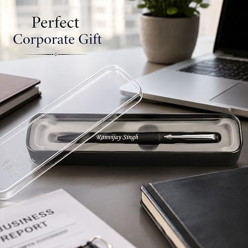 Image of SAVRI Personalized Parker Ball Point Pen with Permanent Name Engraved | Customized Pen for Corporate Gifting, Business Professionals, Graduation, Birthdays & Anniversaries