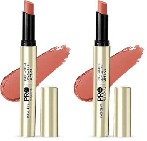Image of INSIGHT Professional Everlasting Longwear Lipstick | Velvety Smooth Finish | Highly Pigmented | Transferproof,Waterproof,Smudgeproof | Infused with Vit E & Marula Oil - (Simulator) 2.5gm (Pack of 2)
