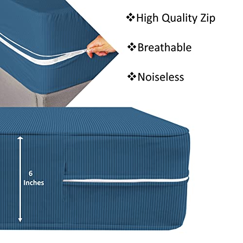 Image of HOMEKART Premium Cotton 220TC 78 x 72 x 8 King Size Double Bed Mattress Cover Protector with Zip /Chain|Provides All Around Protection - 1 pc Multicolor (Blue, 78 x 72 x 8)