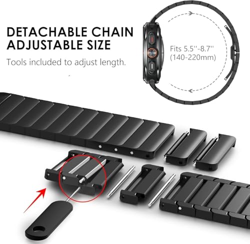 Image of MOROFY No Gap Stainless Steel Adjustable Link Strap Compatible with Samsung Galaxy Watch Ultra 47mm Band with Butterfly Folding Clasp Band for Galaxy Watch Ultra 47mm Strap - Black
