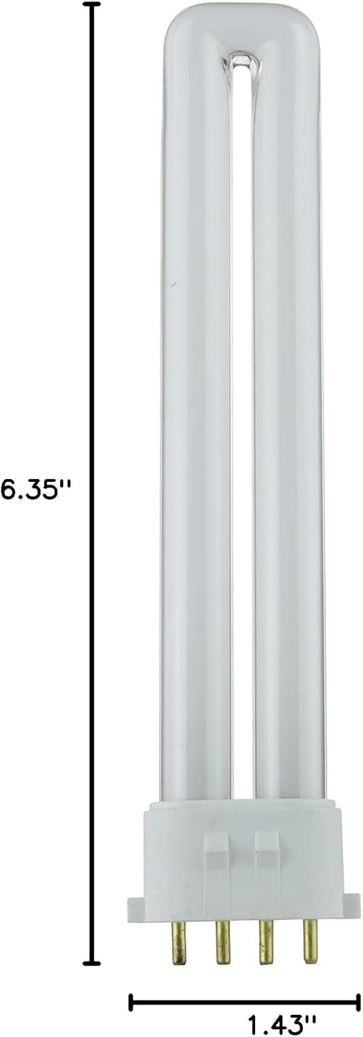 Diodesy- Single U-Shaped CFL Twin Tube PL13 Plugin Light Bulbs 4-Pin 2GX7 Base 13W 4100K Cool White High Output 720 Lumens 10,000 Lifespan Hours Pack of 10- Compact Fluorescent Lamp