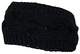 Best Winter Hats Solid Color Cable & Garter Stitch Knit Headband (One Size) - Black