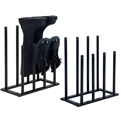 Mygift Modern Black Metal Entryway Boot Rack Organizer, Freestanding Shoe Rack And Tall Boot Shaper Storage Stand Holds Up To 4 Pairs Of Tall Boots, Set Of 2 #TOP10