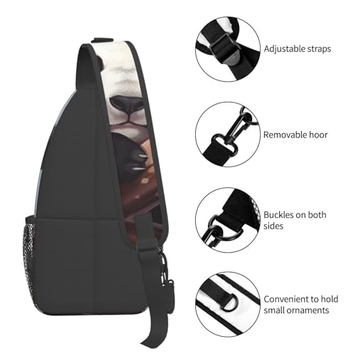 Morrales Sling Bag Unisex Negro con Diseño Cartoon miniatura 4