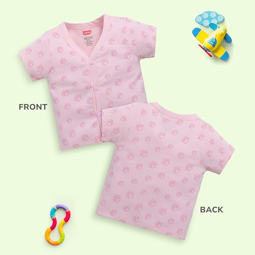 Image of LuvLap Baby Girls Regular Fit 100% Cotton Half Sleeves Girls Jhabla Shirt Pack of 4