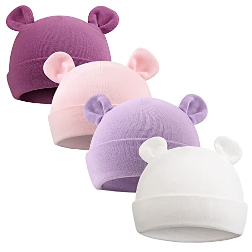 Image of PESAAT Newborn Hospital Hat 0-12Months Preemie Boys Girls Beanie Solid Infant Baby Hats Autumn Winter