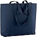 Borsa Shopper Cotone Naturale Resistente Elegante Grande Dim. 50x38x15cm con Soffietto alla Base e Manici Lunghi, Tote Bag Unisex Tela Borse Spesa Shopping Tessuto Canvas Comoda e Spaziosa (Blu Navy)