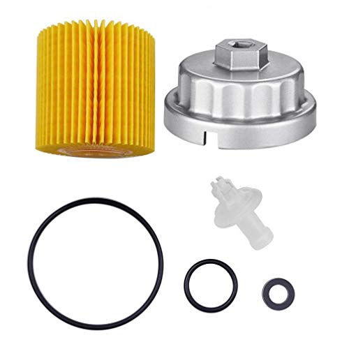 Ibetter Genuine Oil Filter with Wrench for Toyota, Lexus, RAV4, Camry, Tundra, Highlander, Sienna and More,Oil Drain Plug Gasket, Oil Filter Housing Cap Removal Tool Set for Oil Change (Silver)