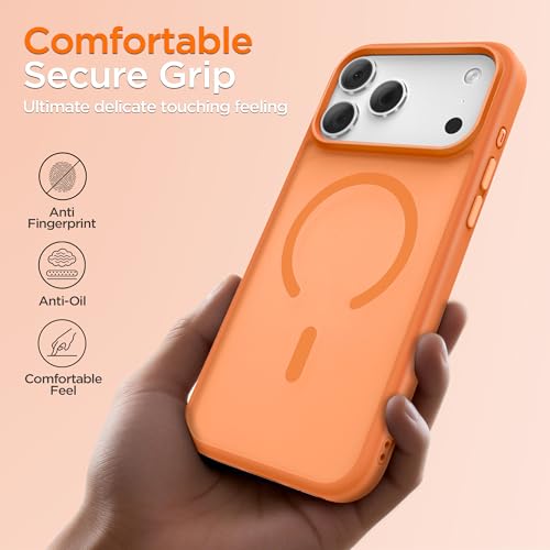 Coque iPhone 17 Pro Max orange MagSafe antichoc avec protection écran mat