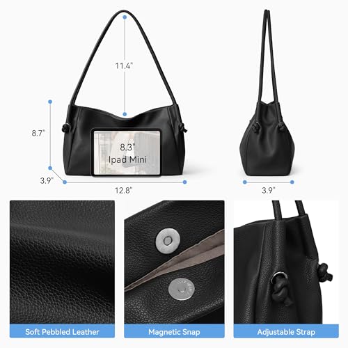 Image of BOSTANTEN Shoulder Bag for Women Pebbled Vegan Leather Purse Soft Handbag