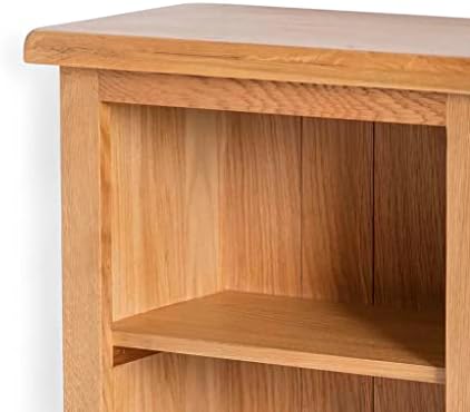 Surrey Oak Mini Bookcase for Living Room or Childrens Bedroom | Roseland Furniture Small Compact Solid Wooden Book Shelves with Wax Finish