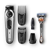 Braun Beard Trimmer & Hair Clipper, Detail Trimmer Attachment + 2 Combs + Fusion ProGlide Razor Incl